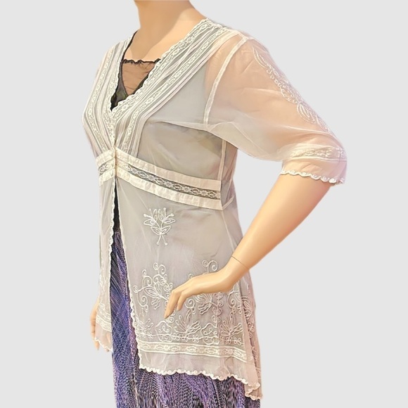 Nataya ALT-3 Sheer Lace Titanic Tunic Size XL Ivory Nylon Soutache Embroider NWT - Picture 5 of 11